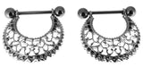 Body Accentz Stainless Steel Barbell Nipple Ring Tribal lace swirl Pair