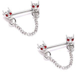 Nipple Ring Bars Dragon Heads Body Jewelry Pair 14 gauge sold as pair