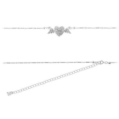 Body Accentz&reg; Belly Button Ring Heart Non Pierce Navel Body Jewelry Dangle Waist Chain 14 Gauge