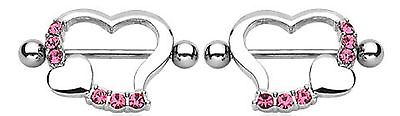 Nipple Ring Bars Heart Body Jewelry Pair 14 gauge Sold as pair