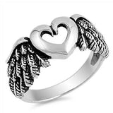Sterling  Silver Ring - Heart with Angel Wing [9]