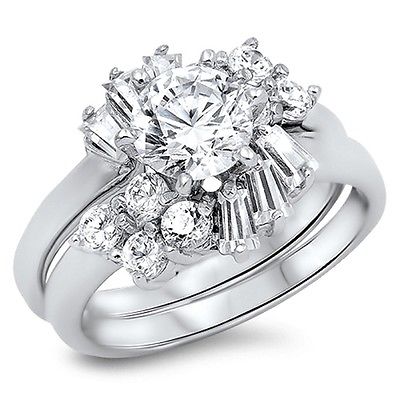 STERLING SILVER RING Wedding Ring Sets Engagement [9]