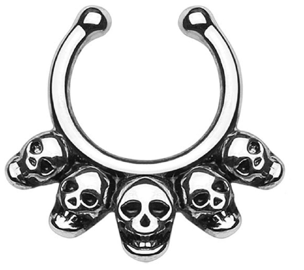 Five Linked Skulls Non-Piercing Septum Hanger