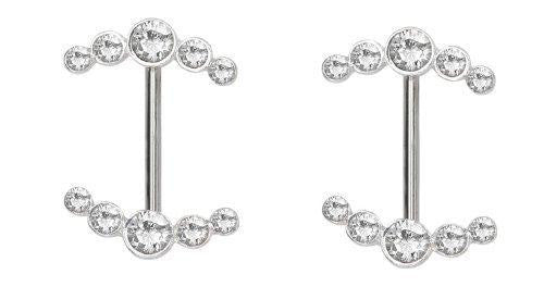 Nipple Ring Shield Double Arrow CZ Body Jewelry Pair 14 gauge 5/8'' pair