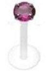 Bio-Flex Shaft with Push-in .925 Silver Prong Gem Labret/Monroe 14g 3/8'' [blue]