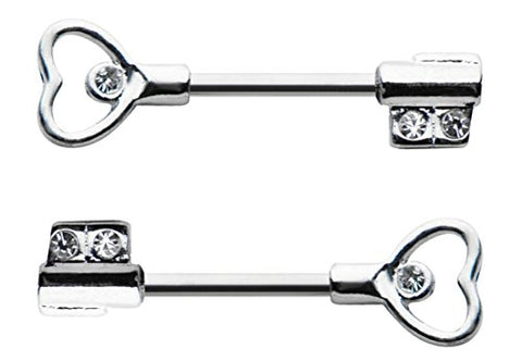 Nipple Ring Bars Skeleton Key Body Jewelry Pair 14 gauge FBA