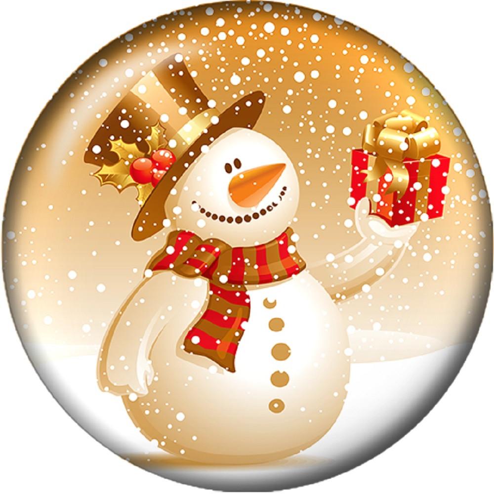 Snap button Holiday Snowman 18mm Cabochon chunk charm Knitting