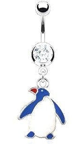 Belly Button Ring Navel Penguin Body Jewelry Dangle 14 Gauge ingle Gem