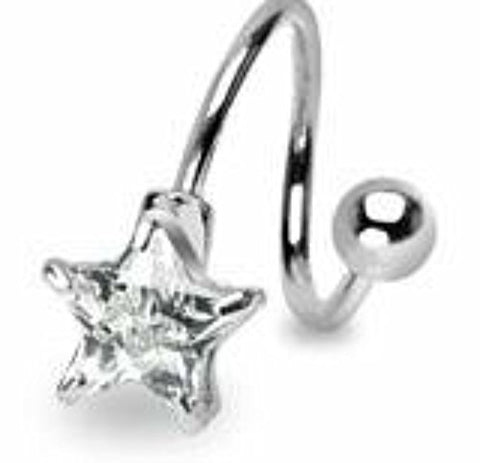 Belly Button Ring Navel Spiral Star Body Jewelry Twist 14 Gauge