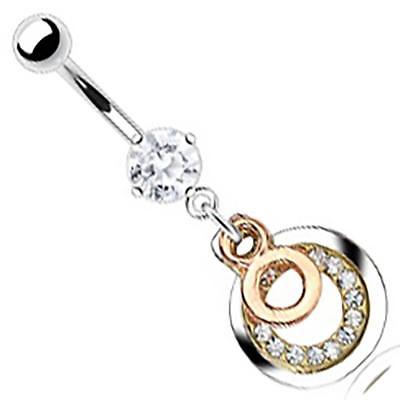 Body Accentz Belly Button Ring Navel Gold Plated Circle of Love CZ Solitaire Bod