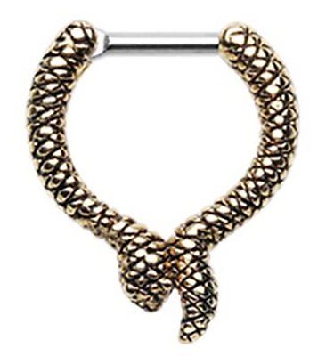 Septum  Golden Slithering Snake Septum Clicker 316L Surgical Steel 16g