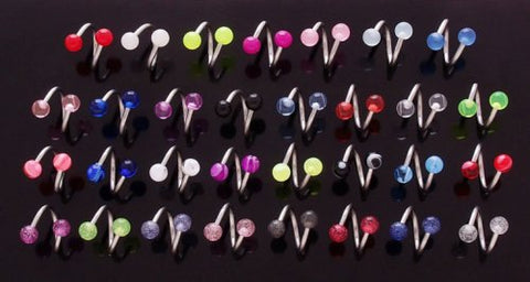 Belly Ring Glitter Marbel Spiral Navel Belly Ring (10) Pack