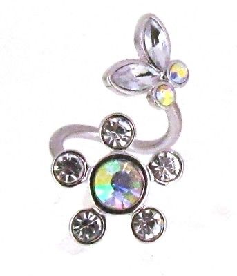 Belly Button Ring Spiral Flower butterfly twist navel