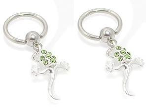 Body Accentz&reg; Nipple Ring CZ Lizard Captive Bead Body Jewelry Pair 16 gauge - Sold as a pair