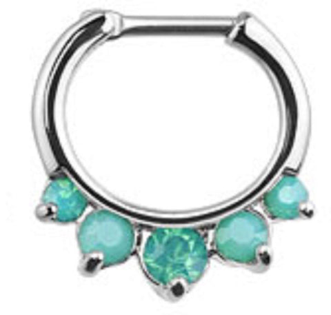 Five Pronged Opalites 316L Surgical Steel Septum Clicker Ring