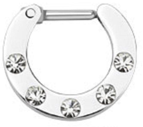 Multi Gem Paved 316L Surgical Steel Septum Clicker Rings