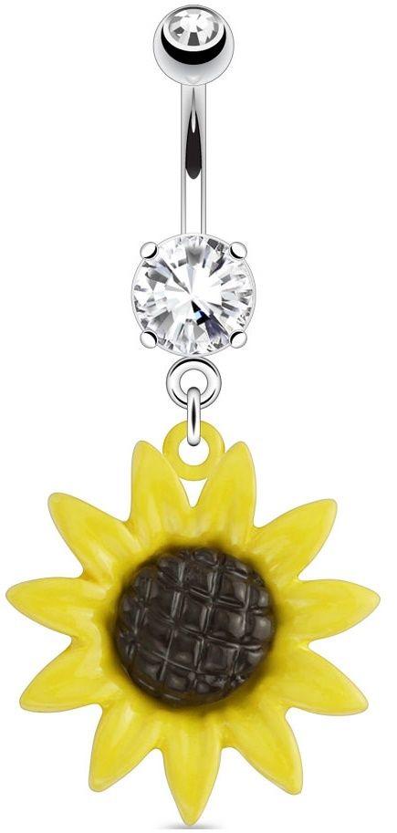 Belly Button Ring 316L Surgical Steel Metal Sunflower 316L Surgical Steel Navel