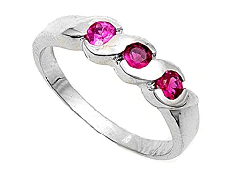 .925 Sterling Silver CZ Pinky or Right hand 3 stone ring RB (1)