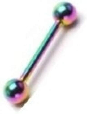 Titanium Anodized Barbell Over 316L Stainless Steel Rainbow Industrial Bar Barbell 1 1/2" Body Accentz&reg; jewelry sold individually