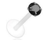 Bio-Flex Shaft with Push-in .925 Silver Prong Gem Labret/Monroe 14g 3/8'' [blue]