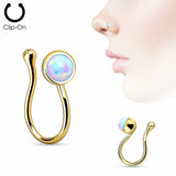 Opalite Gem Non Piercing Nose Clip Nose ring Stud   sold individually gold tone