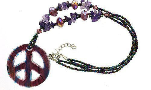 Necklace peace sign and bead necklace