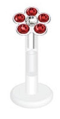 Flower Multi Press-Fit CZ Gems Bio-Flex Shaft Labret Monroe 16g [Jewelry]