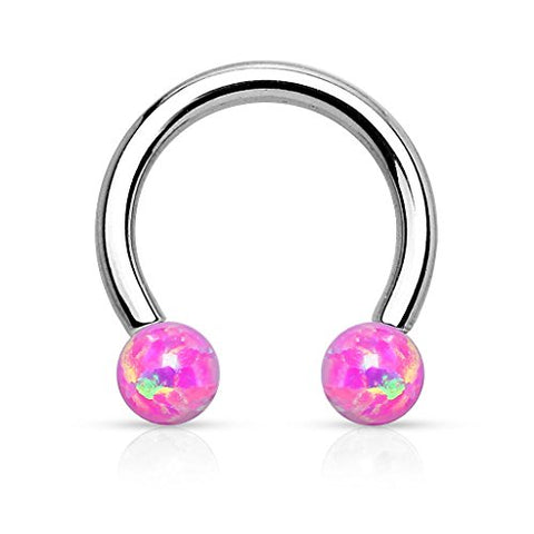 EyeBrow Synthetic Opal Horseshoe 316L Surgical Steel Circular Barbell Eye brow Barbell