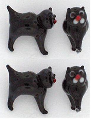 Black cat Lampwork Bead (19x20mm) Lot of 4 Glass beads [Office Product]