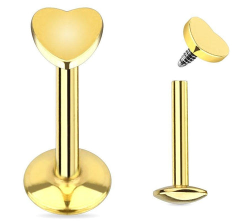 ONE Labret Monroe Heart Titanium Plated 316L Surgical Steel Internally Threaded 16g 5/16''