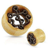 Carved Out Anchor Inlayed Organic Wood Saddle Fit Tunnel 7/8" Sold as a pair