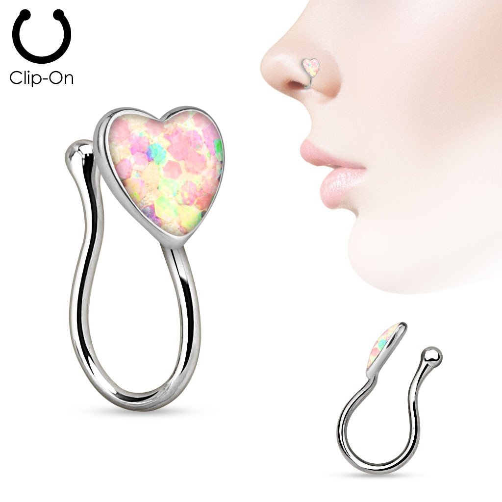 Glitter Heart Non-Piercing Nose Clip Nose ring Stud   sold individually