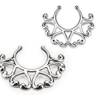 Nipple Rings non pierce pair Non-Piercing Clip On Nipple Ring /Hearts Design ...