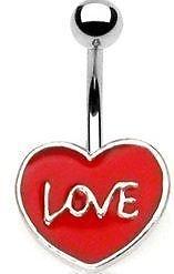 Belly Button Ring Navel Love Heart Jewelry 14 Gauge