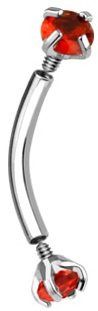 EyeBrow 316L Surgical Steel Eyebrow Curve Ring Threaded Prong 16g CZ