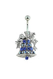 Body Accentz Belly Button Rings Gem Paved Holiday Bell Ornament 316L Surgical Steel Nvel Ring