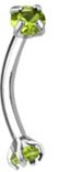 EyeBrow 316L Surgical Steel Eyebrow Curve Ring Threaded Prong 16g CZ