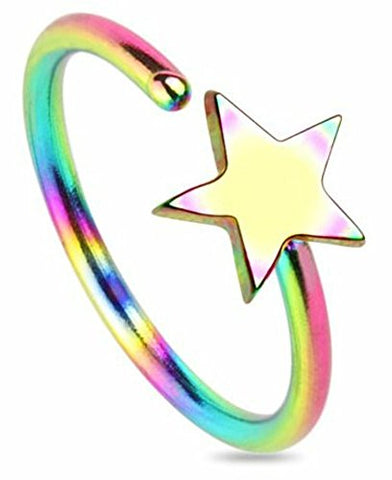 Star Titanium IP 316L Surgical Steel Nose Ring 20 gauge