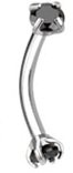 EyeBrow 316L Surgical Steel Eyebrow Curve Ring Internally Threaded Prong 16g CZ