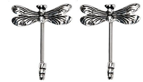 Body Accentz&reg; Nipple Ring Dragon Fly Dragonfly CZ bar body Jewelry sold as Pair 14g 5/8"