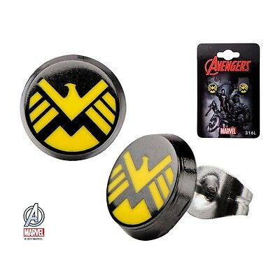 316L Surgical Steel namel S.H.I.E.L.D Logo Avengers Earrings. Licensed