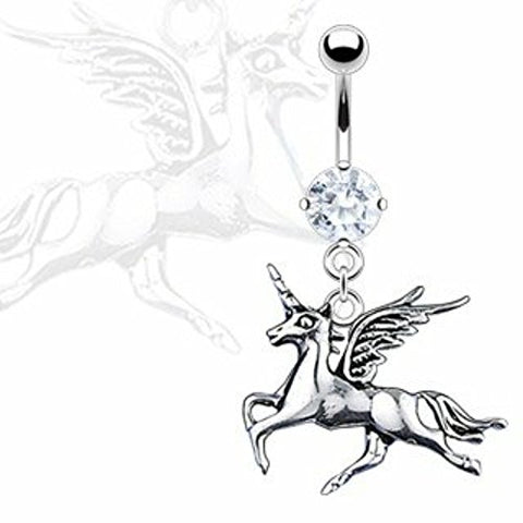 Belly Button Ring Navel Unicorn Horse Body Jewelry 14 Gauge