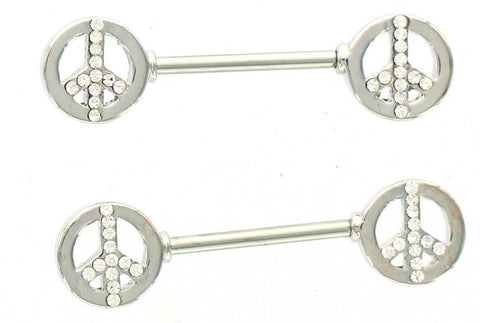 Body Accentz Nipple Ring Peace Sign bar body Jewelry Pair