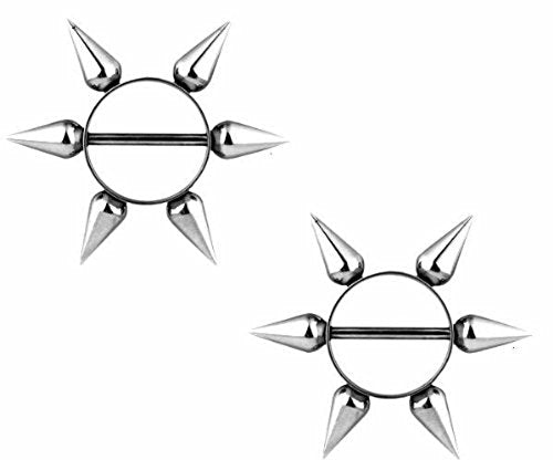Body Accentz&trade; Nipple Ring Bars Spike Jewelry Pair 14 gauge Sold as pair