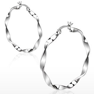 Pair of Stainless Steel Twisted Hoop Earring Earrings EAR RINGS