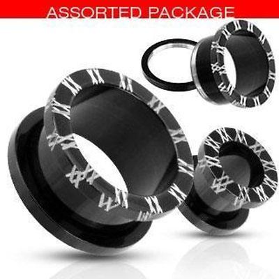 "Blackline Titanium IP Surgical Steel  Tunnel Plug 5/8" Roman Numeral"