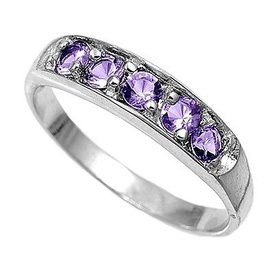 Sterling Silver CZ Amethyst pinky ring Size 1  [2]
