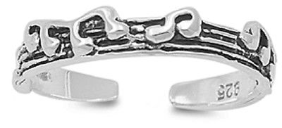 Silver Toe Ring - Music Notes Mid-Ring Toe Ring