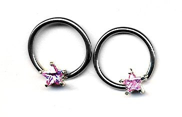 Body Accentz&reg; Nipple Ring Star Captive Bead Body Jewelry Pair 14 gauge HOC06 - Sold as a pair