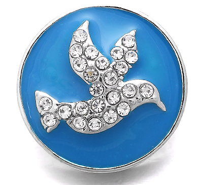 Snap button CZ Peace Dove 18mm charm chunk interchangeable